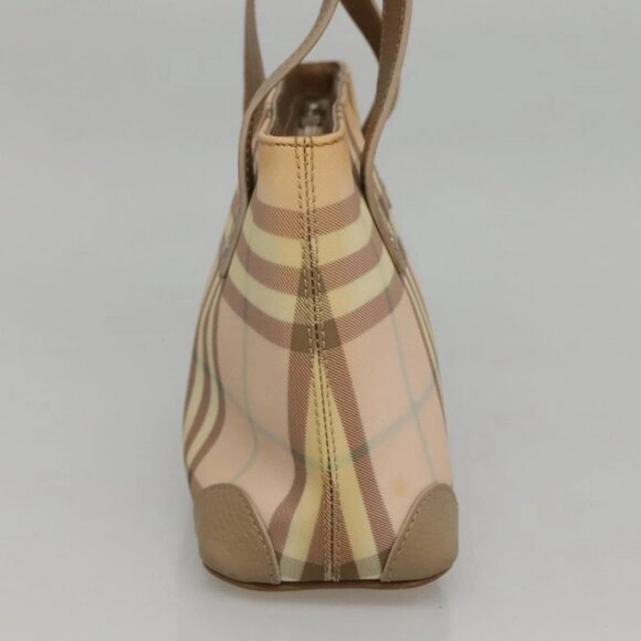 BURBERRY Nova Check Hand Bag PVC Beige Silver - Picture 4 of 16